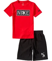 3BRAND by Russell Wilson Big Boys Short-Sleeve Plate Logo Knit T-Shirt & Solid French Terry Shorts Set