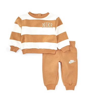 Nike Baby Boys 12-24 Months Fleece Stripe Crew Neck Pullover Top & Jogger Pants