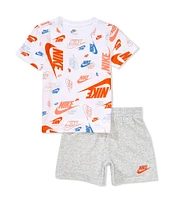 Nike Baby Boys 12-24 Months Nike Logo AOP Short Sleeve T-Shirt & Shorts Set