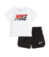 Nike Baby Boys 12-24 Months Short Sleeve Logo Block Jersey T-Shirt & Solid Microfiber Shorts Set