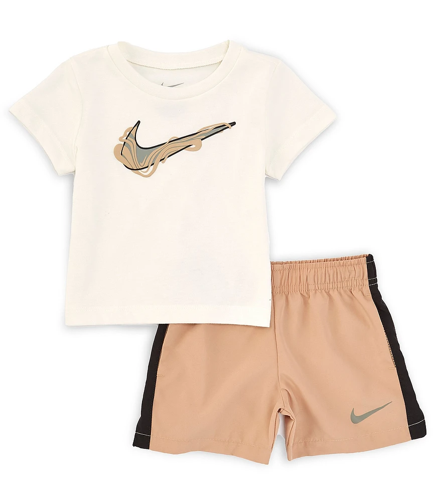 Nike Baby Boys 12-24 Months Short Sleeve Swoosh Jersey T-Shirt & Microfiber Shorts Set