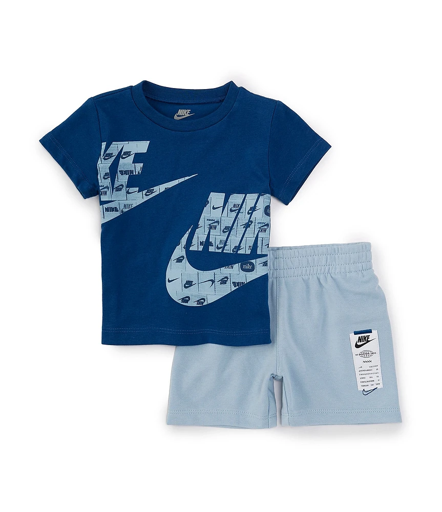 Nike Baby Boys 12-24 Months Short Sleeve Wraparound Logo Jersey T-Shirt & Solid French Terry Shorts Set