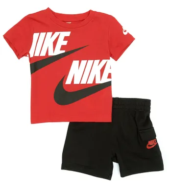 Nike Baby Boys 12-24 Months Short Sleeve Wraparound-Logo Jersey Tee & French Terry Cargo Shorts Set