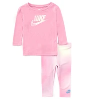 Nike Baby Girls 12-24 Months Long Sleeve Logo T-Shirt & Tie-Dye Leggings Set