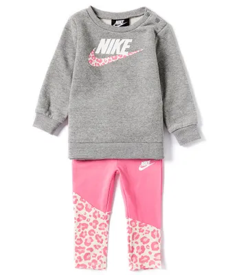 Nike Baby Girls 12-24 Months Long Sleeve Sueded Fleece Sweatshirt & Stretch Jersey Leggings Set