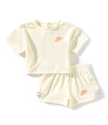 Nike Baby Girls Short Sleeve French Terry T-Shirt & Shorts Set