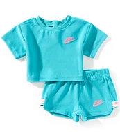 Nike Baby Girls Short Sleeve French Terry T-Shirt & Shorts Set