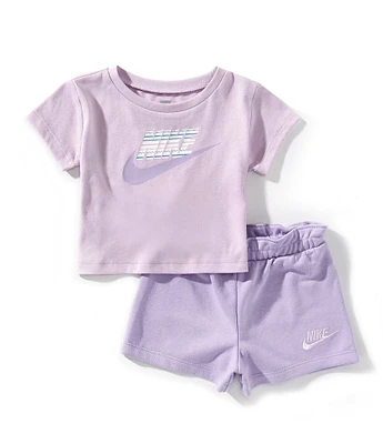 Nike Baby Girls Short Sleeve Jersey Short Sleeve Top & French Terry Shorts Set