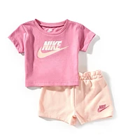Nike Baby Girls Short Sleeve Jersey Short Sleeve Top & French Terry Shorts Set