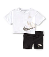 Nike Baby Girls 12-24 Months Short Sleeve Wild Flower Boxy T-Shirt & Coordinating Shorts 2-Piece Set