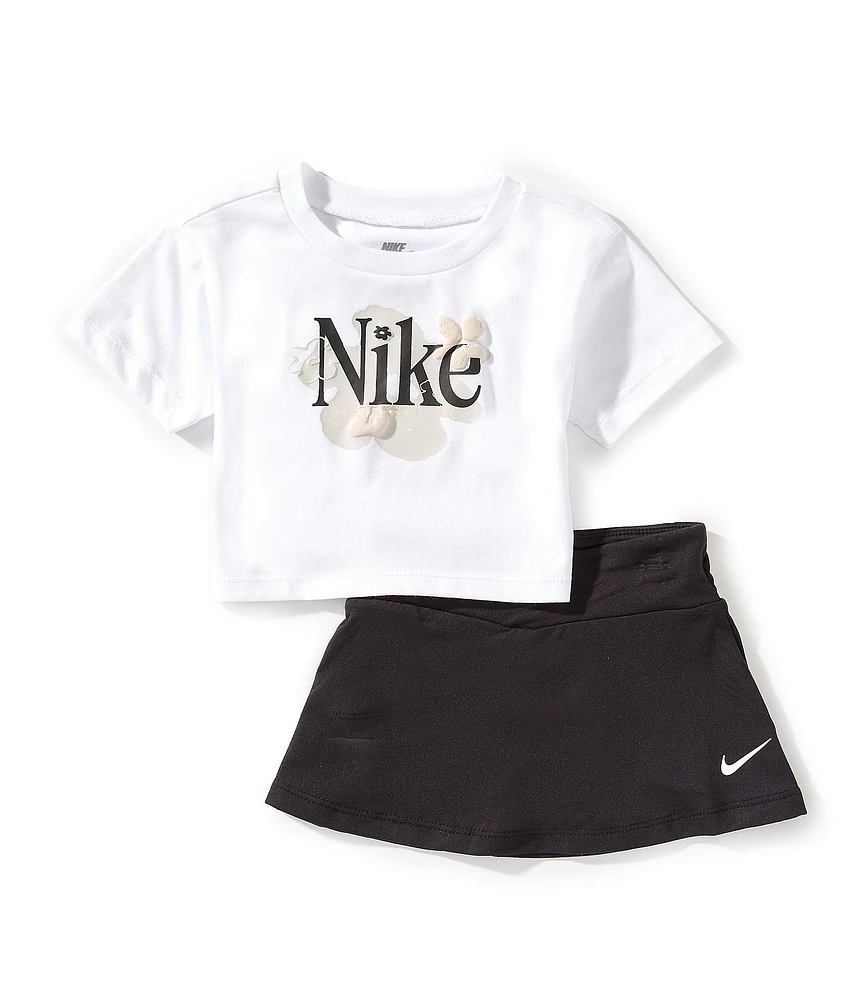 Nike Baby Girls 12-24 Months Short Sleeve Wild Flower Crew Neck Top & Skort 2-Piece Set
