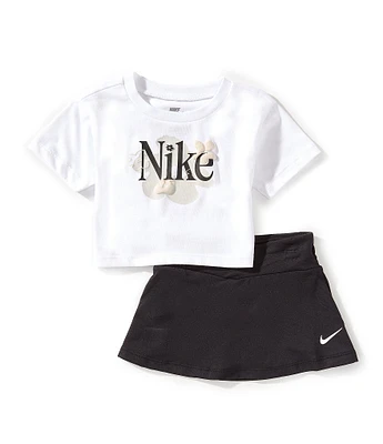 Nike Baby Girls 12-24 Months Short Sleeve Wild Flower Crew Neck Top & Skort 2-Piece Set