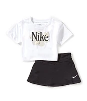Nike Baby Girls 12-24 Months Short Sleeve Wild Flower Crew Neck Top & Skort 2-Piece Set