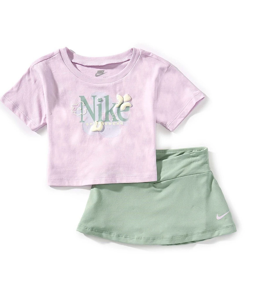 Nike Baby Girls Short Sleeve Wild Flower Crew Neck Top & Skort 2-Piece Set