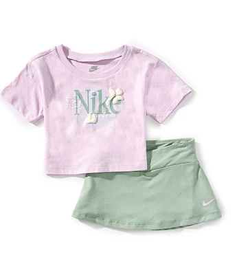 Nike Baby Girls Short Sleeve Wild Flower Crew Neck Top & Skort 2-Piece Set