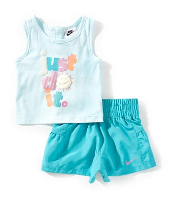 Nike Baby Girls 12-24 Months Sleeveless #double;Just Do It#double; Racerback Tank Top & Solid Shorts Set