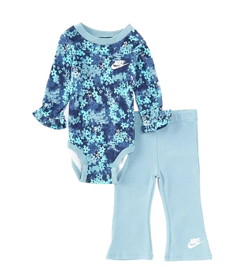 Nike Baby Girls Newborn-9 Months Long Bodysuit and Flared Pants Set