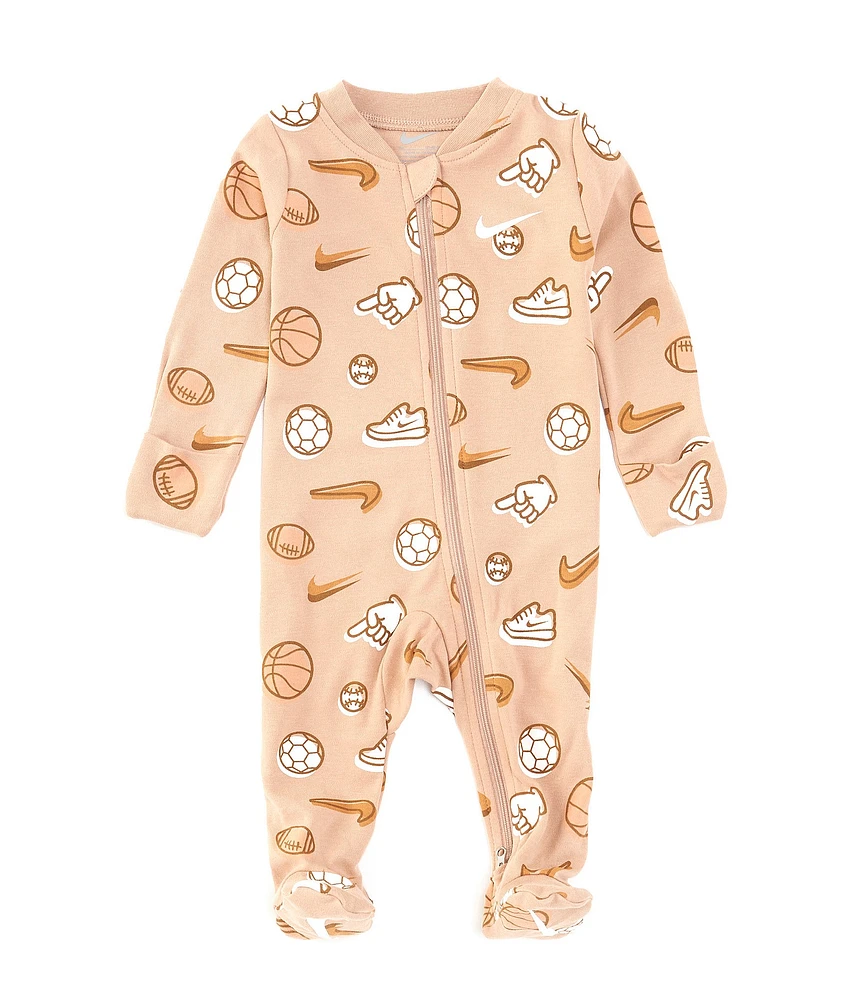 Nike Baby Girls Newborn-9 Months Long-Sleeve Sports Printed Interlock Footie Coverall