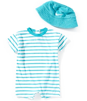 Nike Baby Girls Short Sleeve Striped Terry Romper