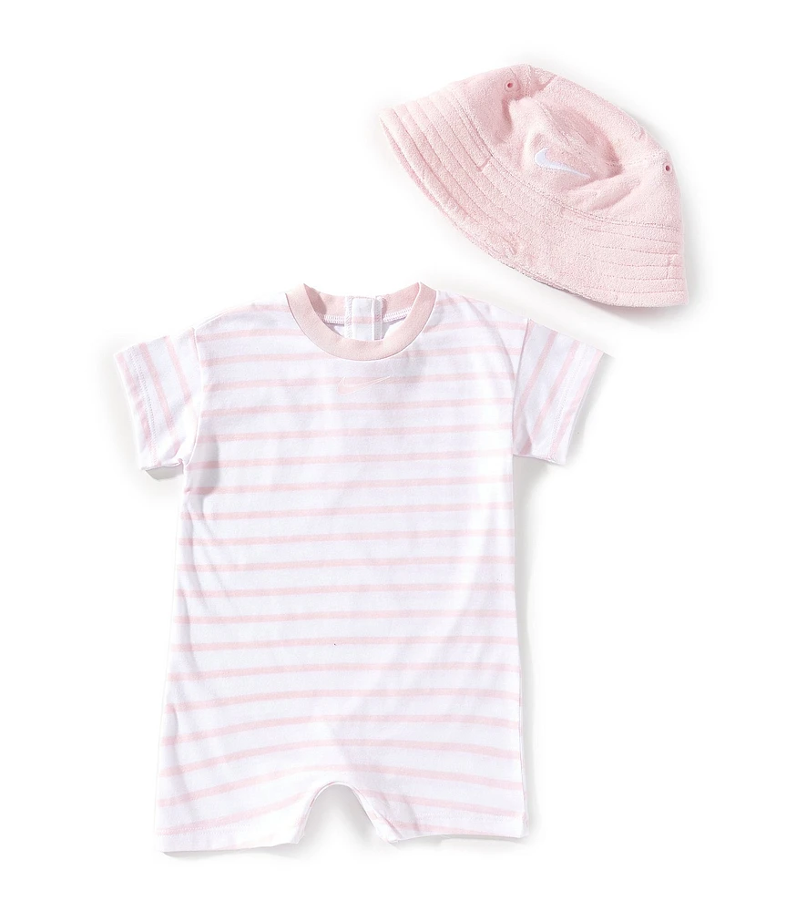 Nike Baby Girls Newborn-9 Months Short Sleeve Striped Terry Romper