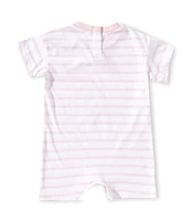 Nike Baby Girls Newborn-9 Months Short Sleeve Striped Terry Romper