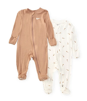 Nike Baby Newborn-9 Months Long Sleeve Footed Coverall Two-Pack