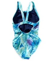 Nike Big Girls Hydrastrong Fastback Printed One-Piece Swimsuit