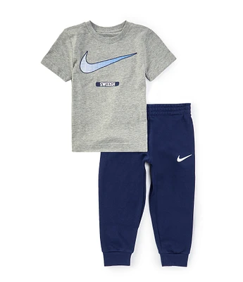 Nike Little Boys 2T-6X Short-Sleeve Swoosh GFX T-Shirt & Fleece Jogger Pant Set