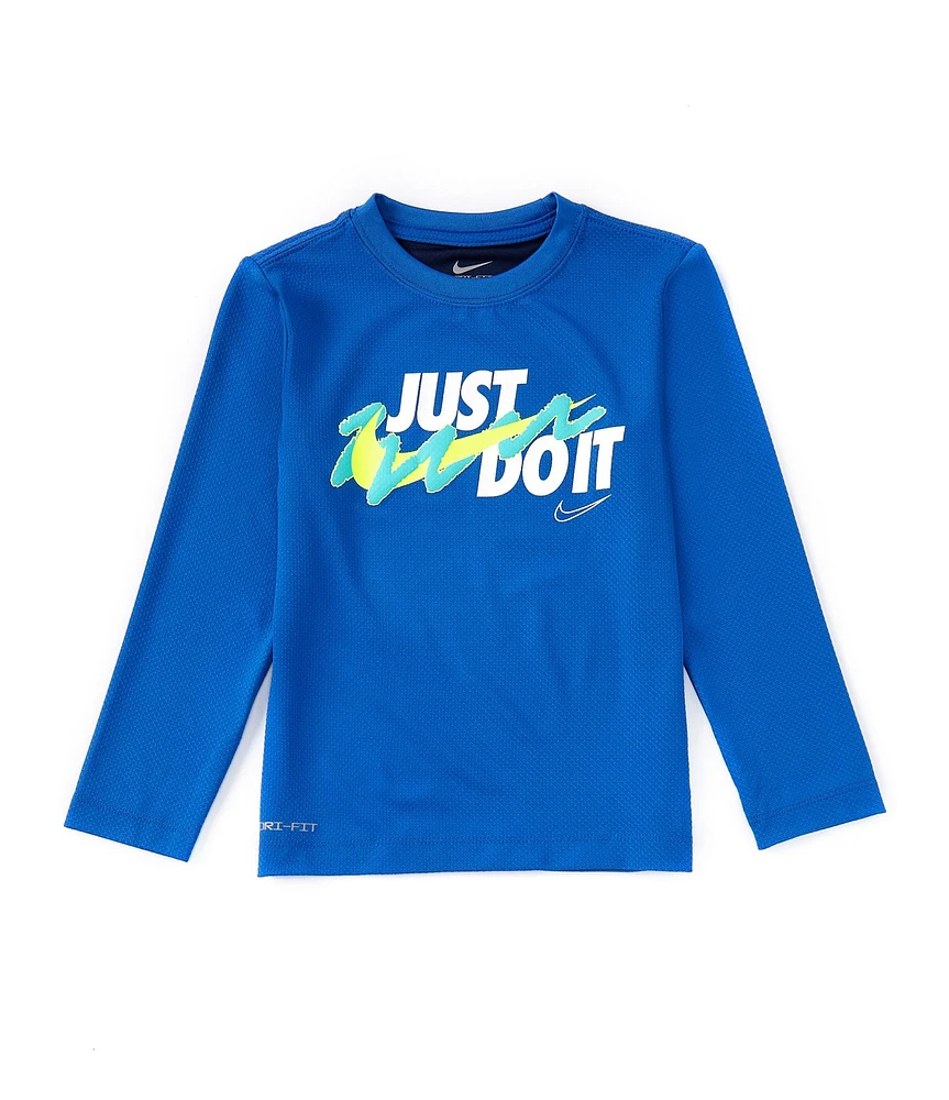 Nike Little Boys 2T-7 Long Sleeve Bicolor Swoosh T-Shirt