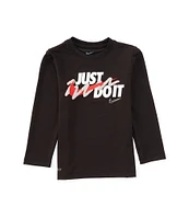 Nike Little Boys 2T-7 Long Sleeve Bicolor Swoosh T-Shirt