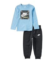 Nike Little Boys 2T-7 Long Sleeve Club & Badge Pullover Graphic Top And Jogger Pants Set