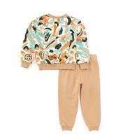 Nike Little Boys 2T-7 Long Sleeve Crewneck Allover Print & Jogger 2-Piece Set