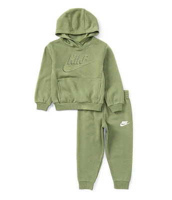 Nike Little Boys 2T-7 Long Sleeve Monochrome Fleece Hoodie & Matching Jogger Pant Set