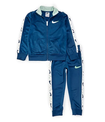 Nike Little Boys 2T-7 Long Sleeve Swoosh Tricot Jacket & Matching Jogger Pant Set