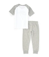 Nike Little Boys 2T-7 Raglan Sleeve Logo Knit T-Shirt & Fleece Jogger Pant Set