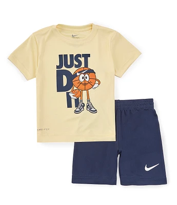 Nike Little Boys 2T-7 Short Sleeve Dri-FIT Sportball T-Shirt and Shorts Set