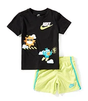 Nike Little Boys Short-Sleeve Just Believe Knit T-Shirt & Woven Mesh Shorts Set