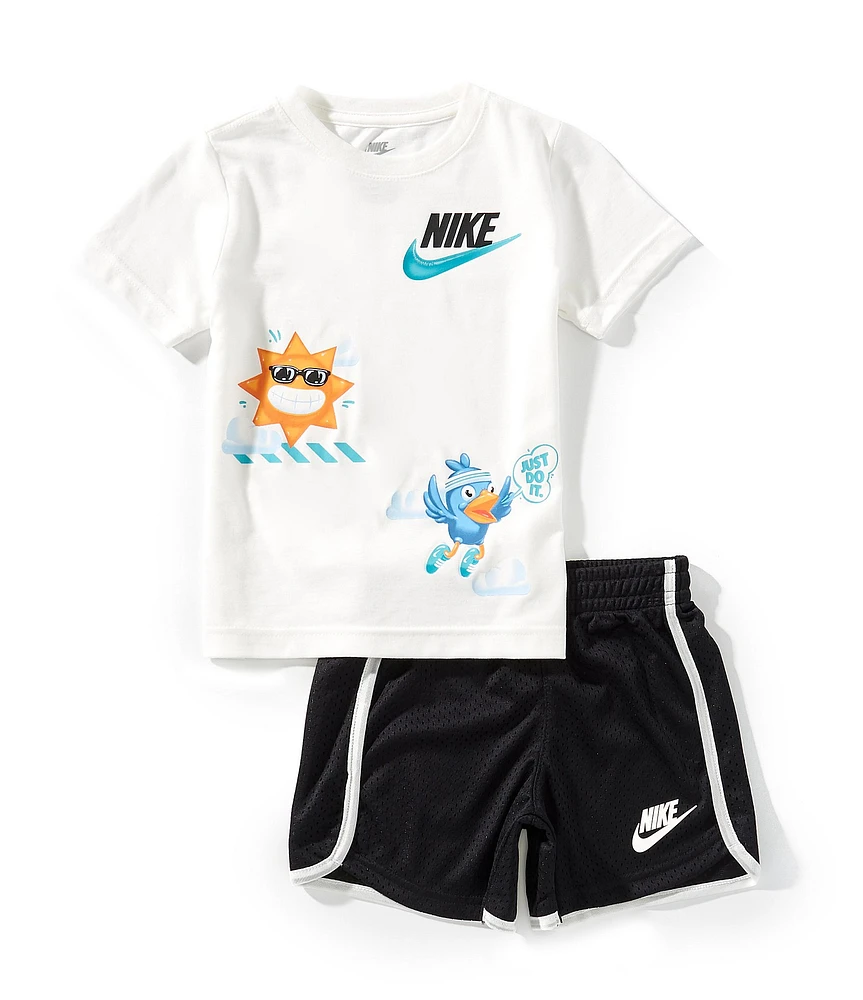 Nike Little Boys Short-Sleeve Just Believe Knit T-Shirt & Woven Mesh Shorts Set