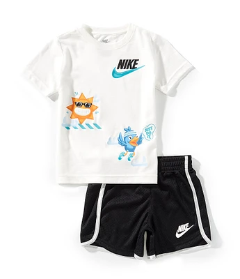 Nike Little Boys Short-Sleeve Just Believe Knit T-Shirt & Woven Mesh Shorts Set