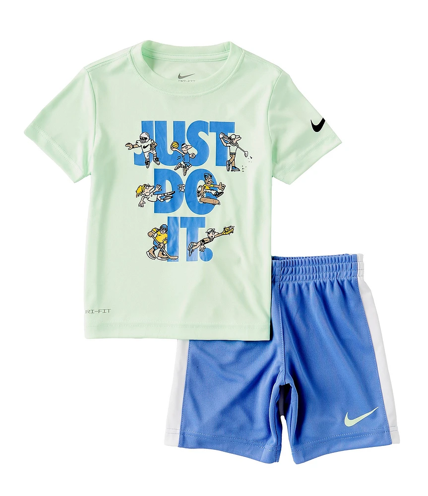 Nike Little Boys 2T-7 Short Sleeve Just Do It Dri-FIT Graphic T-Shirt & Coordinating Tricot Shorts Set