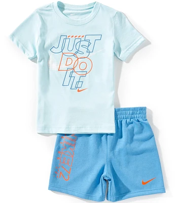 Nike Little Boys Short Sleeve Just Do It Knit T-Shirt & French Terry Shorts Set