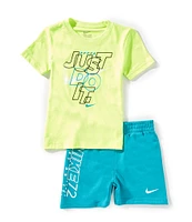 Nike Little Boys Short Sleeve Just Do It Knit T-Shirt & French Terry Shorts Set