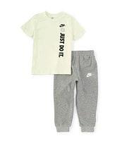 Nike Little Boys 2T-7 Short Sleeve Just Do It Knit T-Shirt & Logo-Detailed Fleece Jogger Pant Set