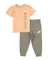 Nike Little Boys 2T-7 Short Sleeve Just Do It Knit T-Shirt & Logo-Detailed Fleece Jogger Pant Set