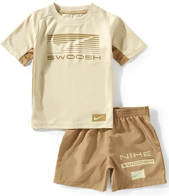 Nike Little Boys Short Sleeve Knit T-Shirt & Dri-FIT Multi Woven Shorts Set
