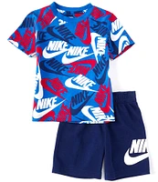 Nike Little Boys 2T-7 Short Sleeve New Toss T-Shirt & Sueded French Terry Shorts Set