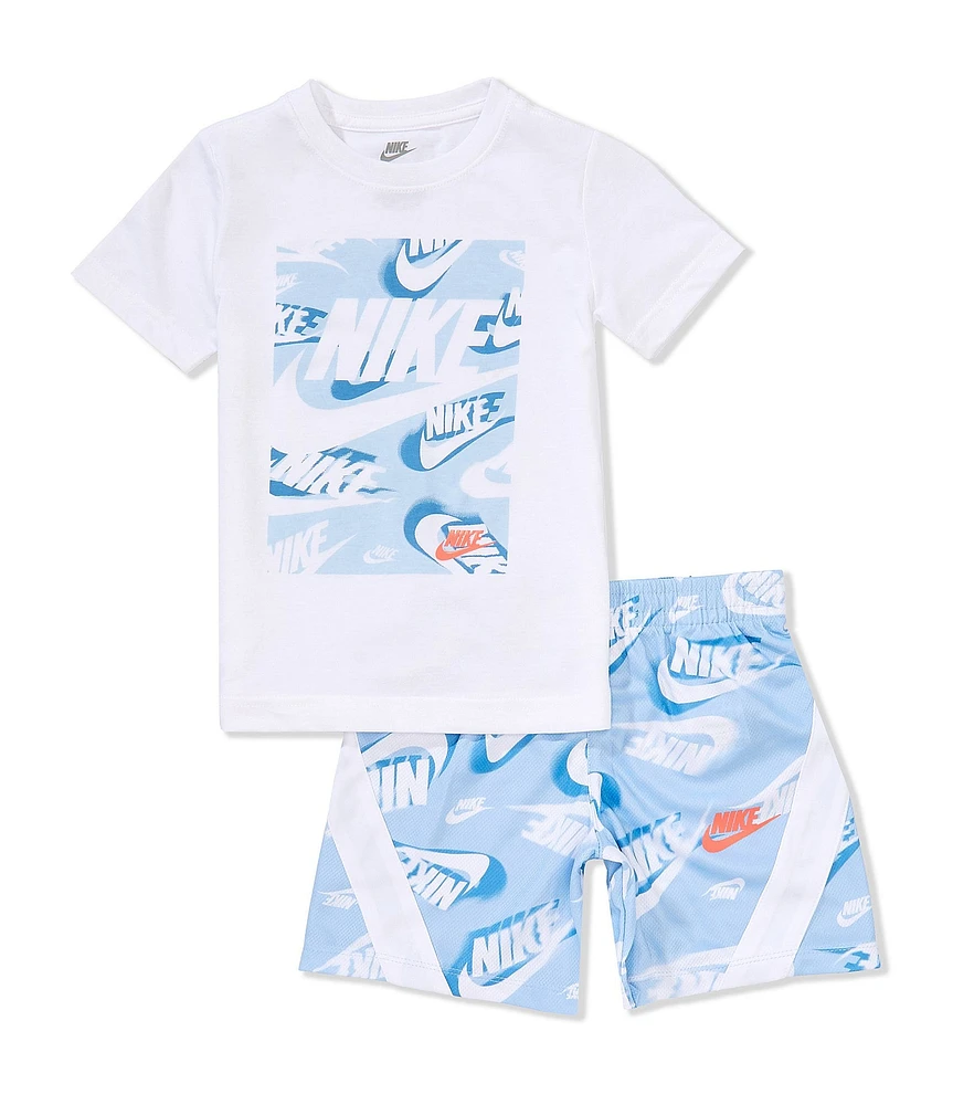 Nike Little Boys 2T-7 Short Sleeve NSW Graphic T-Shirt & Mesh Printed Short Set