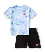 Nike Little Boys Short-Sleeve On The Move Printed Jersey T-Shirt & Solid French Terry Shorts Set