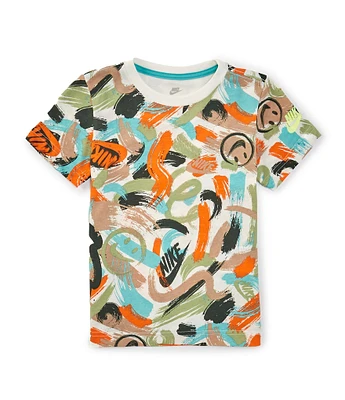 Nike Little Boys 2T-7 Short Sleeve Smiley AOP Pullover T-Shirt