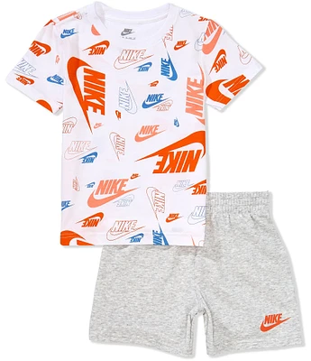 Nike Little Boys 2T-7 Short-Sleeve Sportswear Printed Jersey T-Shirt & Solid French Terry Short Set